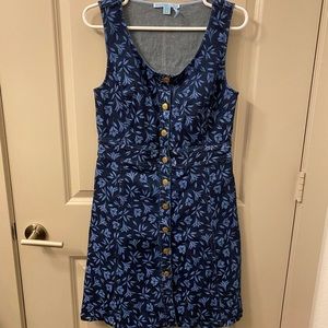 Draper James Floral Button Front Denim Dress